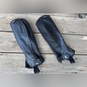Horse Tack - Black Saxon EquiLeather Child Youth Kids Half Chaps